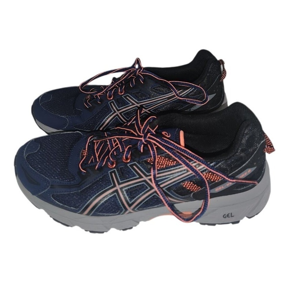 Asics Gel Venture 6 Navy Blue Peach Trail Running Shoes T7G6N Womens 10